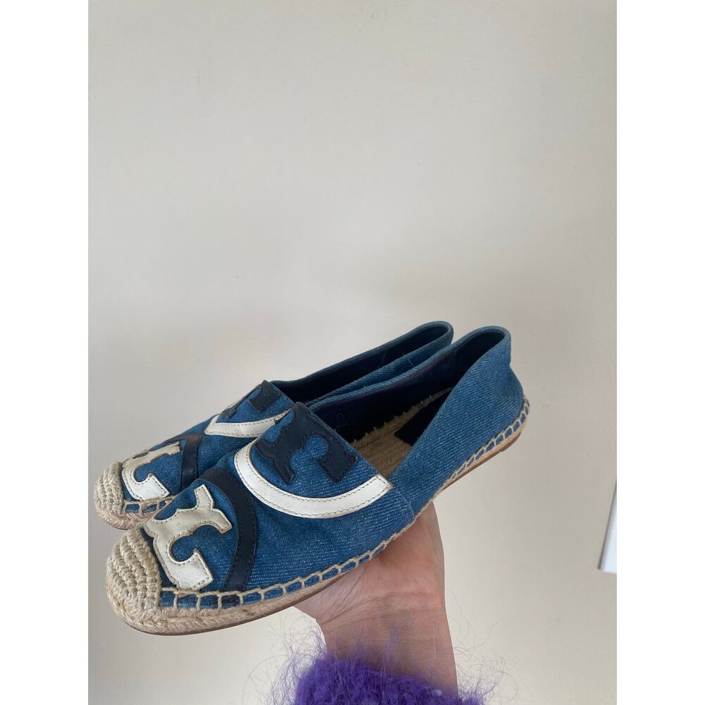 Tory Burch Poppy Canvas Denim Espadrilles Flats 6.5